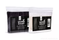 Černé EKOLOGICKÉ vatové TYČINKY z recyklovaného tvrdého kartonu & 100% BAVLNY