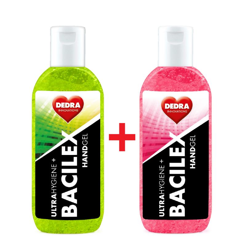 Výhodná SADA 1+1 ZDARMA čisticí gel na ruce, 65 % alkoholu, handGEL BACILEX ultraHYGIENE+