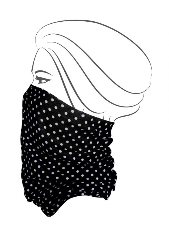 Multifunkční šátek, černý s bílým puntíkem