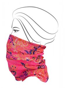 Multifunkční šátek, fuchsiový s barevným ornamentem