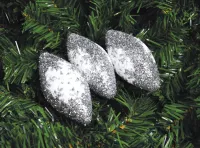 3 ks třpytivé šišky se sněhovou vločkou