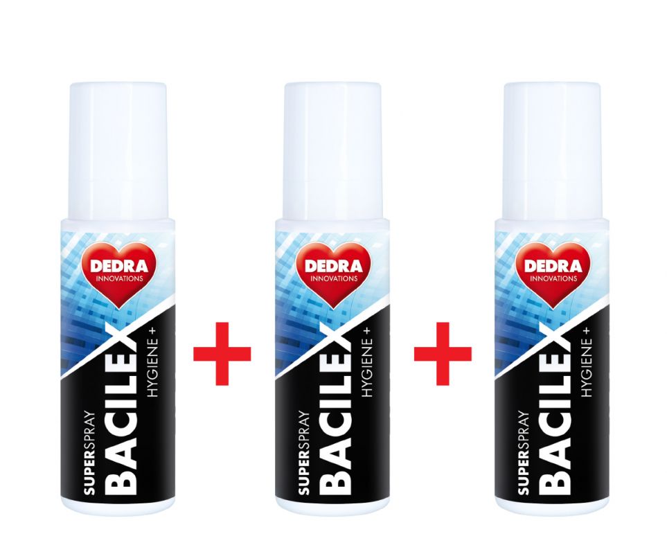 SADA 2+1 ZDARMA, 70% alkoholový superčistič hladkých ploch SUPERspray BACILEX HYGIENE+ 3x100 ml