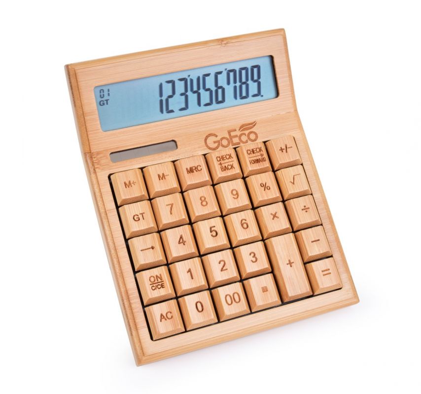 Multifunkční bambusová kalkulačka s velkým displejem