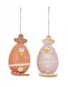 2 ks kuřátko - vajíčko, velikonoční závěsná dekorace, s propracovanými detaily, přírodní