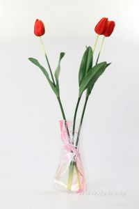 Skládací váza na květiny s růžovými ornamenty