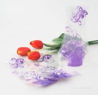 Skládací váza na květiny s fialovými ornamenty