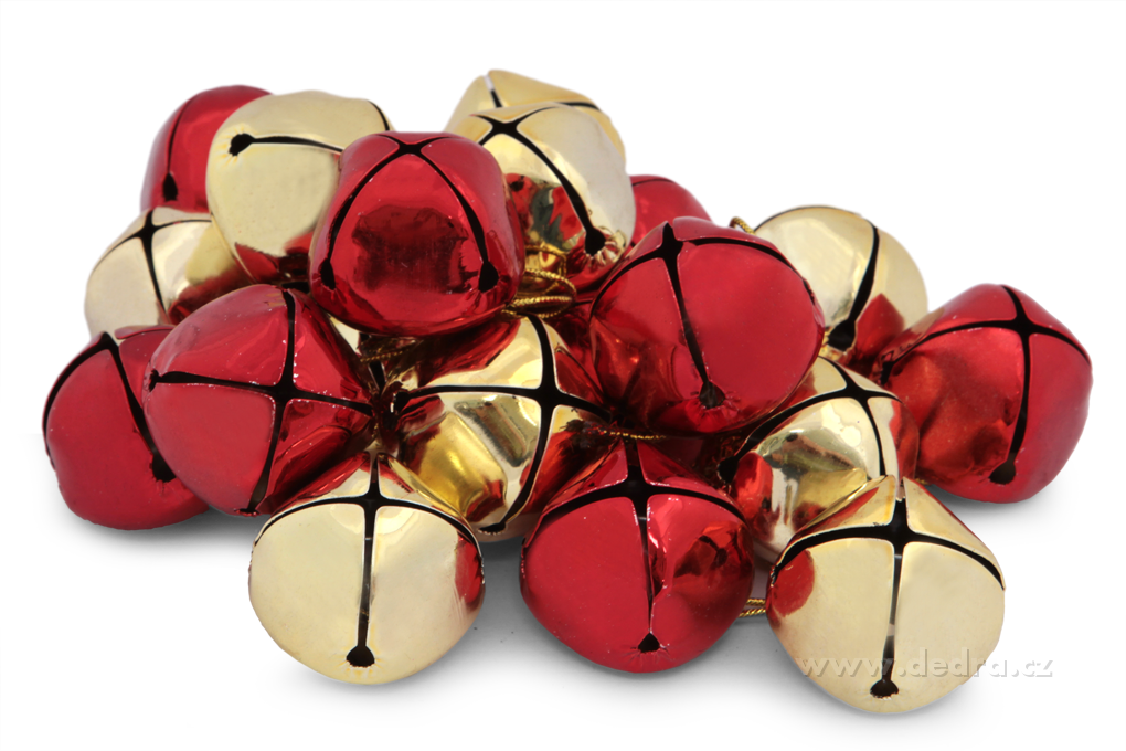 20 ks pravé rolničky, červené a zlaté