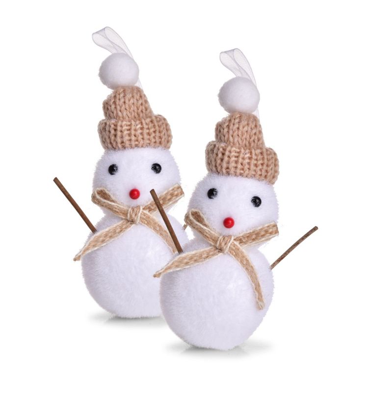 12 cm, sada 2 ks sněhuláků s čepičkou