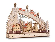 45 cm svítící lesní městečko s točícím se kolotočem a LED osvětlením