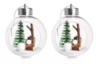 8 cm, sada 2 ks transparentních koulí s vnitřní dekorací
