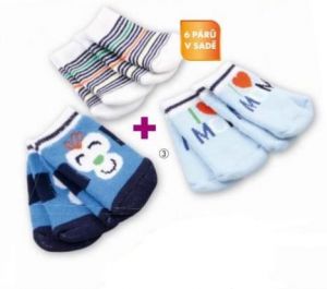 Dětské ponožky 6 párů modro-bílé