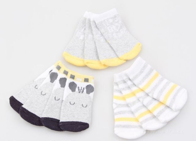 Dětské ponožky 6 párů šedo-žluté