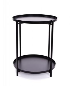 Kulatý kovový stolek, dvoupatrový