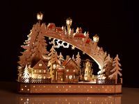 45 cm svítící lesní městečko s točícím se kolotočem a LED osvětlením