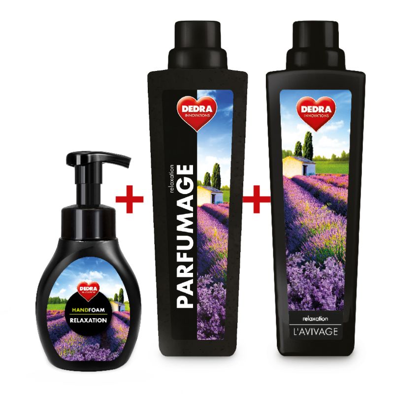 SADA RELAXATION 2+1 ZDARMA, pěnové mýdlo na ruce, parfémový super-koncetrát + avivážní kondicionér
