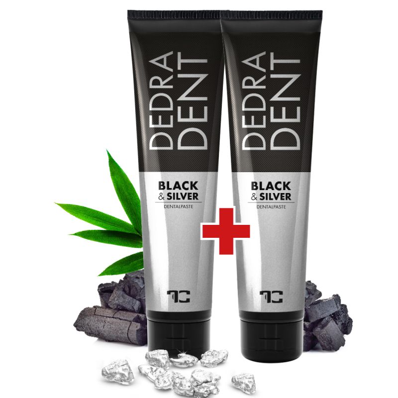 SADA 1+1 přírodní zubní pasta BLACK & SILVER s ionty stříbra a aktivním uhlím z bambusu