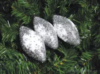 3 ks třpytivé šišky se sněhovou vločkou