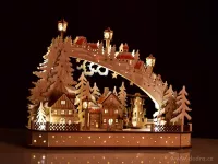 45 cm svítící lesní městečko s točícím se kolotočem a LED osvětlením