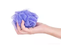Mycí puff purpurový průměr cca 12 cm