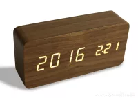 WOODOO CLOCK digitální LED dřevěné hodiny tmavé dřevo