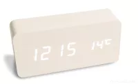 WOODOO CLOCK digitální LED dřevěné hodiny smetanové