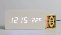 WOODOO CLOCK digitální LED dřevěné hodiny smetanové