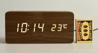 WOODOO CLOCK digitální LED dřevěné hodiny tmavé dřevo