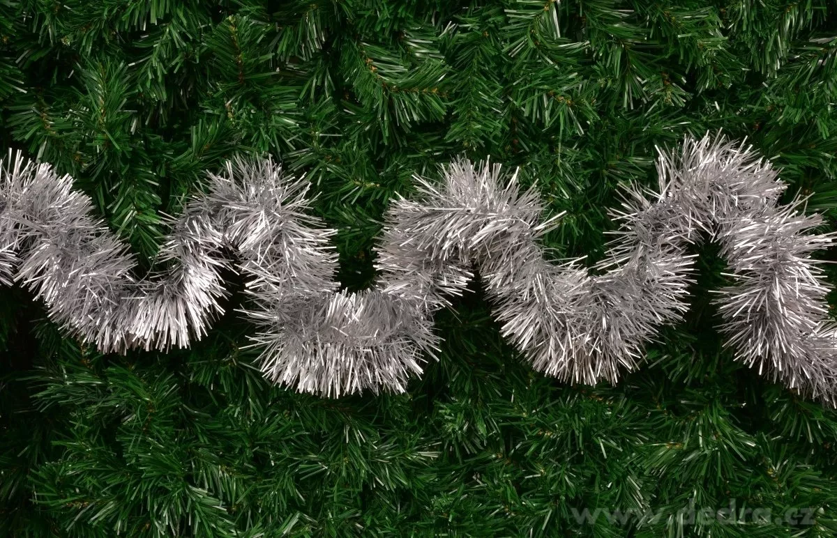 Široký řetěz, stříbrný, na vánoční dekorace, 200 cm