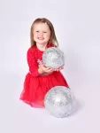 15 cm XL světelná LED koule, s ornamenty a třpytivým finišem