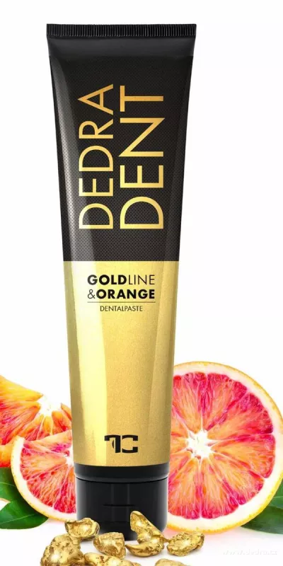Přírodní zubní pasta GOLDLINE & ORANGE se zlatem, složkou KALIDENT® a silicemi z hřebíčku, pomeranče a máty, DEDRA DENT