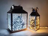 13 m LED světelný řetěz, 200 diod, 8 programů + memory funkce, teplé bílé světlo,