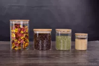 Skleněná dóza s bambusovým víkem BAMBOO & BOROSIL GLASS GoEco®