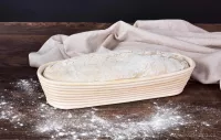 35 cm DŘEVĚNÁ OŠATKA na chléb, SEDLÁK, s látkovým potahem