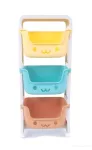 TRIO REGAL třípatrový regál, se 3 hlubokými barevnými boxy