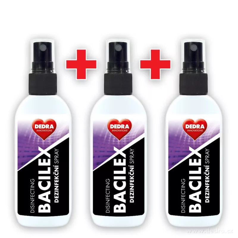 2+1 ZDARMA dezinfekční spray na hladké povrchy, 71 % alkoholu, BACILEX DISINFECTING SPRAY+