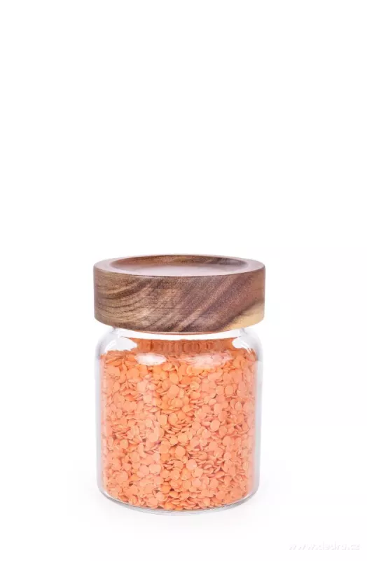 Skleněná dóza s akáciovým víkem ACACIA & BOROSIL GLASS GoEco®