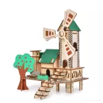 22 cm 3D skládací dřevěná stavebnice MLÝN