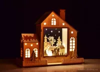 35 cm domek se zimní krajinou s LED osvětlením