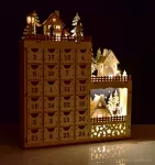 43 cm velký adventní dřevěný kalendář s LED osvětlením