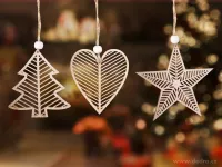 8 cm, sada 3 ks sada dřevěných vánočních ozdob