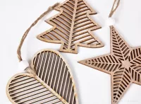 8 cm, sada 3 ks sada dřevěných vánočních ozdob