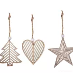 8 cm, sada 3 ks sada dřevěných vánočních ozdob