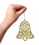 9 cm, sada 3 ks třpytivých ozdob krajkového vzhledu