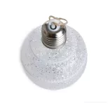 8 cm svíticí LED koule s bílým lemováním a třpytivým finišem