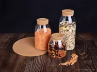 Skleněná dóza s korkovým víkem, BOROSIL GLASS GoEco®