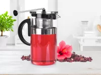 1 L skleněná konvice na čaj s nerezovým sítkem, BOROSIL GLASS