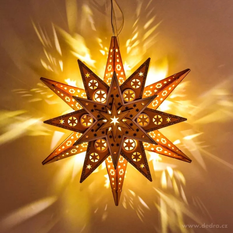 30 cm vánoční svítící LED závěsná hvězda nejen do oken a výklenků