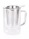 400 ml dvoustěnný TERMO hrnek s nerezovým sítkem BOROSIL DOUBLE-GLASS