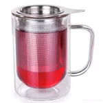 400 ml dvoustěnný TERMO hrnek s nerezovým sítkem BOROSIL DOUBLE-GLASS