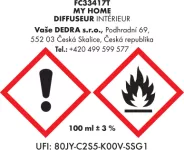100 ml interiérový tyčinkový bytový parfém, MY HOME, DIFFUSEUR INTÉRIEUR